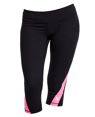 Soffe 1186V JRS SOFFE DRI CLRBLCK CAPRI in Black/neon pink 90d