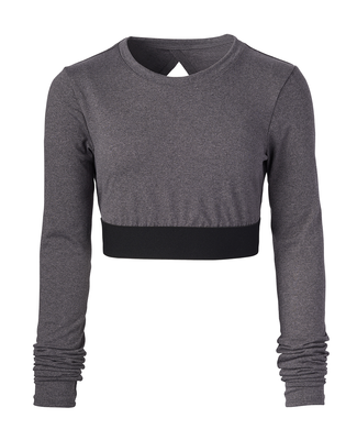 Soffe 1231V JRS GRACE LS CROP TOP in Grey heather 90m