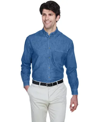 8960 UltraClub® Men's Cypress Denim Button up Shi in Indigo