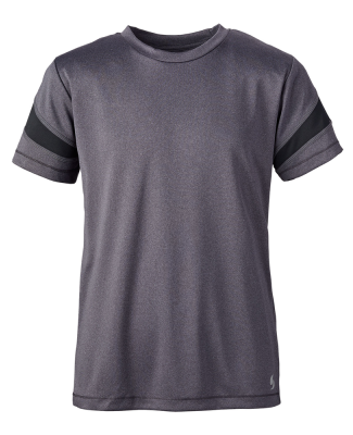 Soffe 1494B BOYS SHORT SLEEVE INSERT TEE in Grey heather/black 0fh