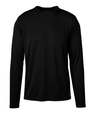 Soffe 1539MU Adult LS Poly Tee in Black w01