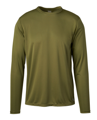 Soffe 1539MU Adult LS Poly Tee in Od green wky