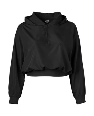 Soffe 1489C CURVES QTRZIP HOODIE in Black 001