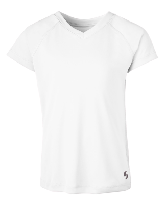 Soffe 1505G GRLS PERFORMANCE V TEE in White 100