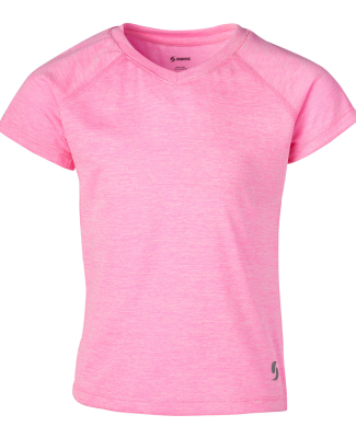 Soffe 1505G GRLS PERFORMANCE V TEE in Pink lemonade heather 96e