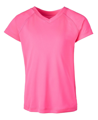 Soffe 1505GB GIRLS PERFORMANCE V-NECK TEE in Neon pink 670