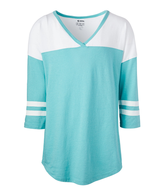 Soffe 3053V JRS FAN CREW V-NECK in Dusty turquoise 444