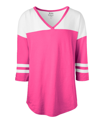 Soffe 3053V JRS FAN CREW V-NECK in Neon pink 670