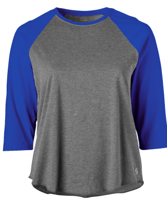 Soffe 3050C CURVES BASEBALL TEE in Grey heather/royal 90i