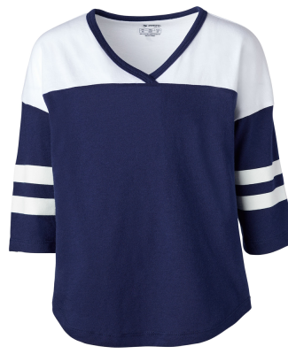 Soffe 3053G GIRLS FAN CREW V-NECK in Navy 410