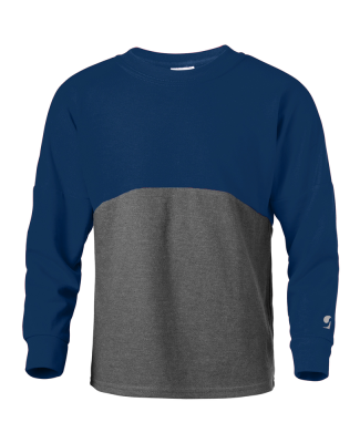 Soffe 5353G Girls Crew in Navy/grey heather j97