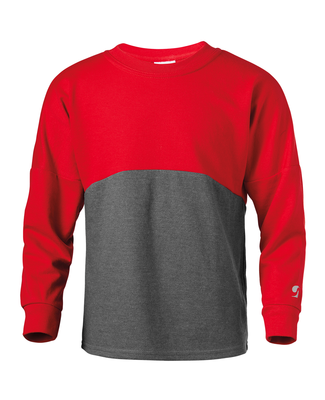 Soffe 5353V Juniors Crew in Red/grey heather j98