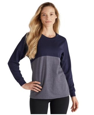 Soffe 5353V Juniors Crew in Black/grey heather j94