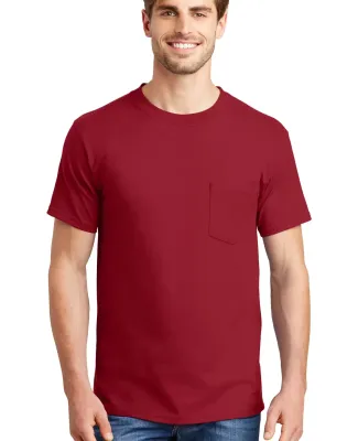 5190 Hanes® Beefy®-T with Pocket Deep Red