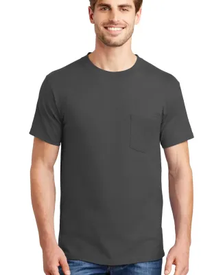 5190 Hanes® Beefy®-T with Pocket Smoke Grey