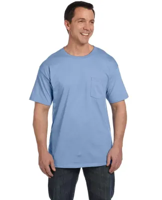 5190 Hanes® Beefy®-T with Pocket Light Blue