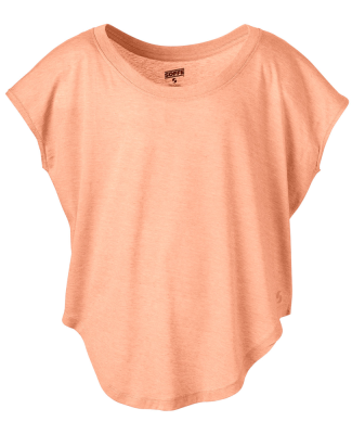 Soffe 6575V JRS HIGH SIDE TEE in Living coral heather 841