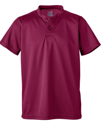 Soffe 996Y YTH DRI 2 BTN HENLEY POLY in Maroon w24