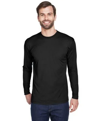 8422 UltraClub® Adult Cool & Dry Sport Long-Sleev in Black