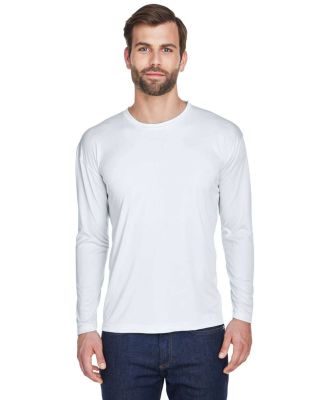 8422 UltraClub® Adult Cool & Dry Sport Long-Sleev in White