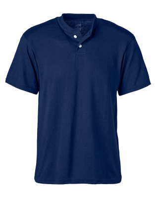 Soffe M206 ADLT 2-BTN HENLEY 50/50 in Navy beg