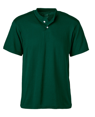 Soffe M206 ADLT 2-BTN HENLEY 50/50 in Dk green g6j