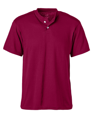 Soffe M206 ADLT 2-BTN HENLEY 50/50 in Maroon r7k