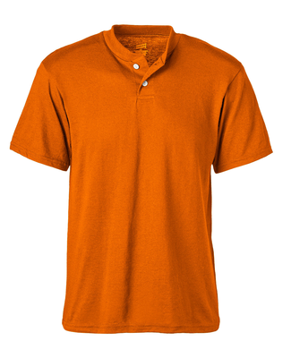 Soffe M206 ADLT 2-BTN HENLEY 50/50 in Orange y3a