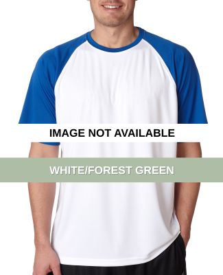 8423 UltraClub® Adult Cool & Dry Sport Two-Tone P White/Forest Green