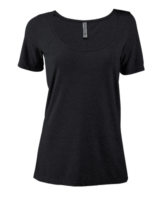 Soffe P504TS LADIES SCOOP NECK SS TEE in Black heather k2w