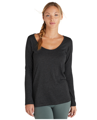 Soffe P507TS LADIES SCOOP NECK LS TEE in Oatmeal heather k2z