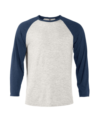 Soffe P611TS Adlt Raglan TRI in Oatmeal heather/navy heather j29