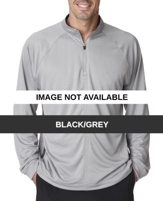 8432 UltraClub® Adult Cool & Dry Sport Long-Sleev Black/Grey