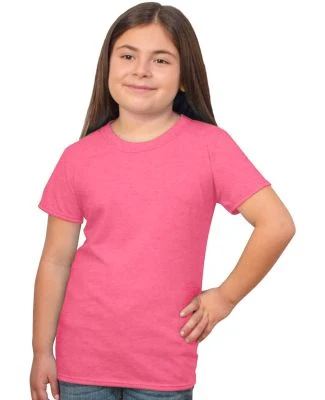 Bayside Apparel 37100 Girls' Princess T-Shirt in Heather neon pink