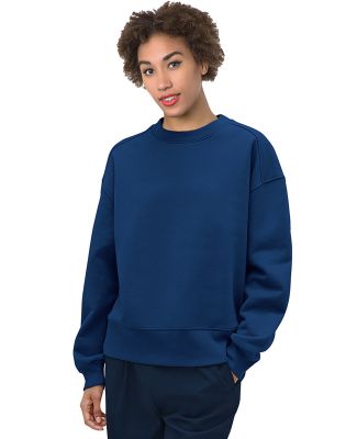 Bayside Apparel 7702 Women's USA-Made Fleece Crewn in Navy