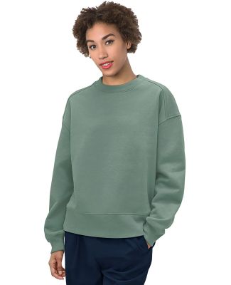 Bayside Apparel 7702 Women's USA-Made Fleece Crewn in Sage