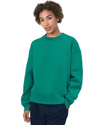 Bayside Apparel 7702 Women's USA-Made Fleece Crewn in Kelly green