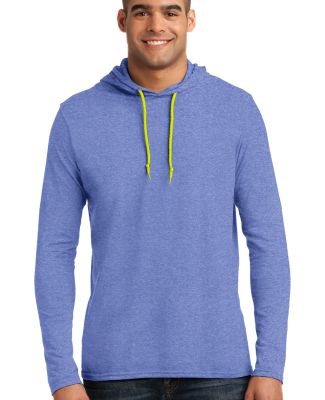 Gildan 987 Adult Lightweight Long-Sleeve Hooded T- in Hth blu/ neo yel