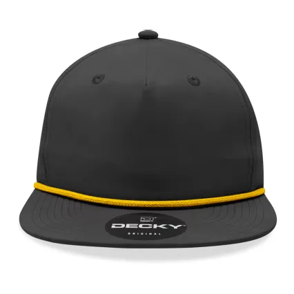 Decky Hats 6032 Decky 5-Panel Rope Cap in Black/gold