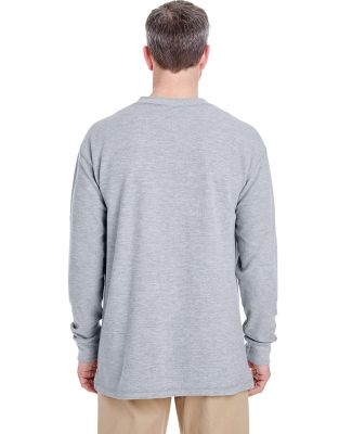 8456 UltraClub® Adult Mini Thermal Cotton Henley in Heather grey