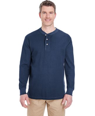 8456 UltraClub® Adult Mini Thermal Cotton Henley in Navy