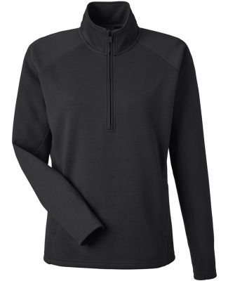 J America 8754 Women's Apex Fleece Quarter-Zip Pul in Black