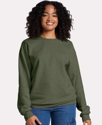 Jerzees IC48MR Ultimate CVC Crewneck Sweatshirt in Military green heather