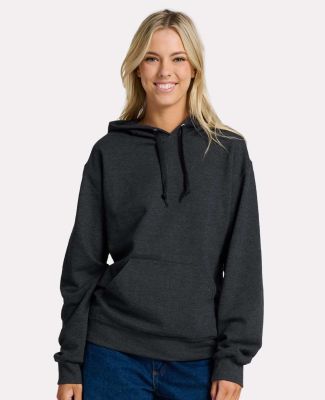 Jerzees IC49MR Ultimate CVC Hooded Sweatshirt in Black ink heather