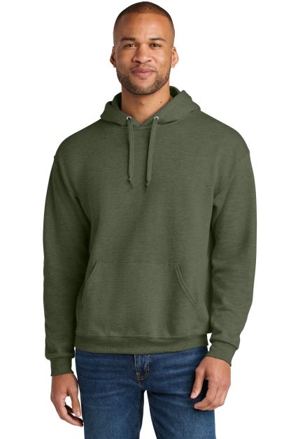 Jerzees IC49MR Ultimate CVC Hooded Sweatshirt in Military green heather