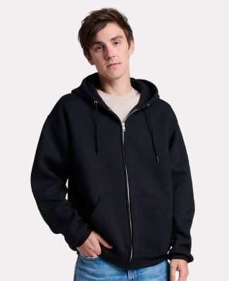 Jerzees Z12MR Rugged Full-Zip Hooded Sweatshirt in Black ink
