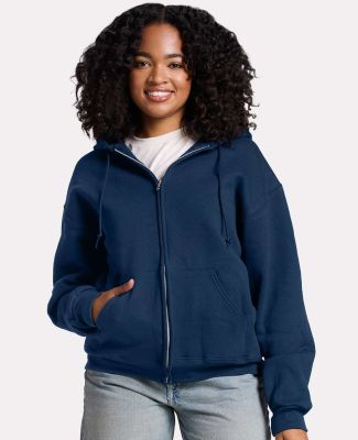 Jerzees Z12MR Rugged Full-Zip Hooded Sweatshirt in Washed navy