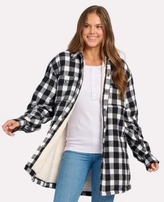 Boxercraft BM7601 Flannel Sherpa Workshirt in Black/ white buffalo plaid