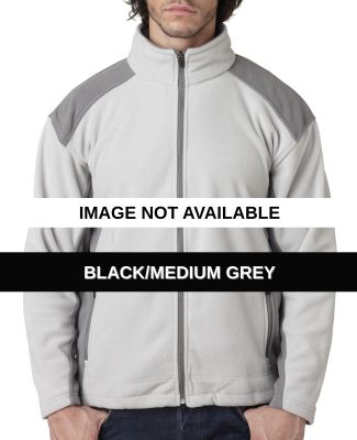 8496 UltraClub® Adult Polyester Full-Zip Color-Bl Black/Medium Grey