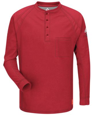 Bulwark QT20 Long Sleeve Henley in Red
